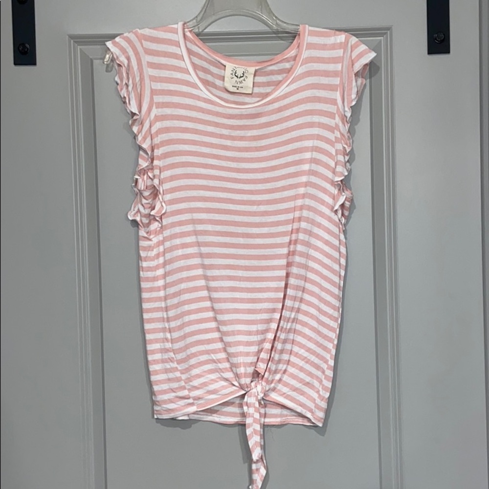 Pink and creme striped tie top size medium